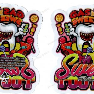 Gas N Sweets Sweet Tooth 3D Mylar Shaped Bag 3.5g Flower Packaging *Empty Bags*