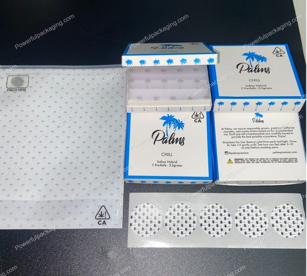 Palms : CHILL Indica Hybrid (Packaging & Stickers & Bag) *Empty Pre-Rolls* (7-Pre-Rolls) (CA-Supply)