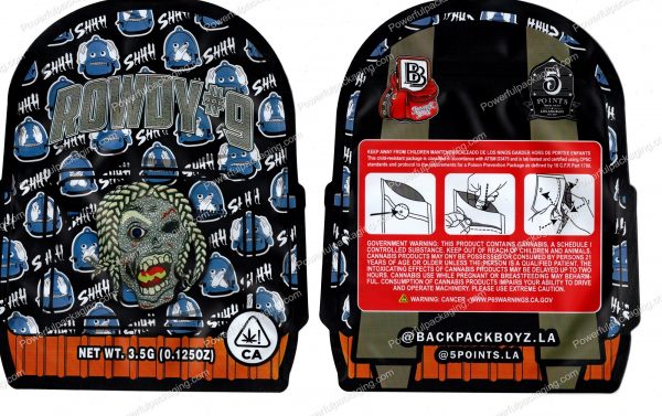BackPack Boyz : Rowdy #9 3D Mylar Backpack Shaped Bag 3.5g Flower Packaging *Empty Bags* (CAsupply)