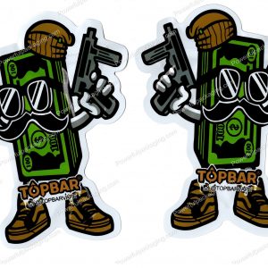 TOPBAR : Money Gangster 3D Mylar Shaped Bag 3.5g Flower Packaging *Empty Bags* (CAsupply)