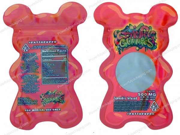 Dank Gummies Red 3D Bear 500mg Mylar Shaped Edible Packaging *Empty Bags*