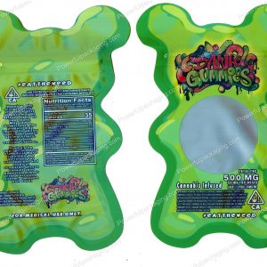 Dank Gummies Green 3D Bear 500mg Mylar Shaped Edible Packaging *Empty Bags*