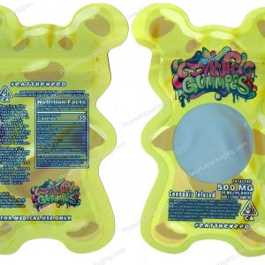 Dank Gummies Yellow 3D Bear 500mg Mylar Shaped Edible Packaging *Empty Bags*
