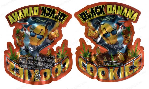 Black Banana Cookies Generic 3D Mylar Shaped Bag 3.5g Flower Packaging *Empty Bags*