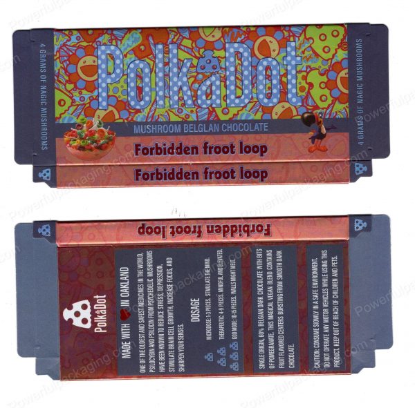 PolkaDot Magic Mushroom Belgain Chocolate : Forbidden Froot Loop 4g 10-Pack with Display Case (5x2.5in) *Empty Box* (CaSupply)