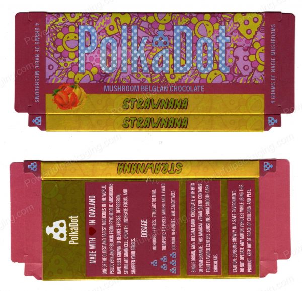 PolkaDot Magic Mushroom Belgain Chocolate :  Strawnana 4g 10-Pack with Display Case (5x2.5in) *Empty Box* (CaSupply)
