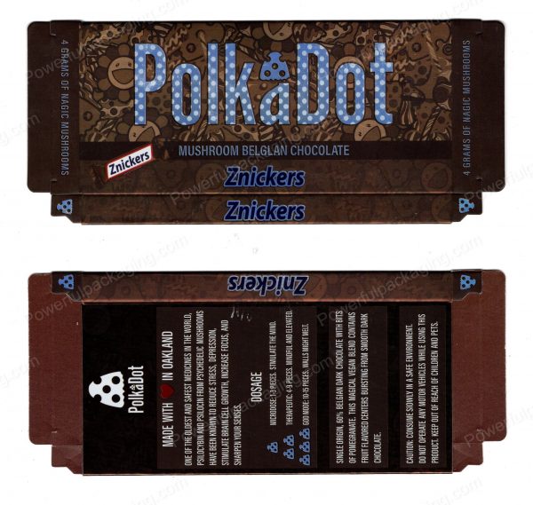 PolkaDot Magic Mushroom Belgain Chocolate :  Znickers 4g 10-Pack with Display Case (5x2.5in) *Empty Box* (CaSupply)