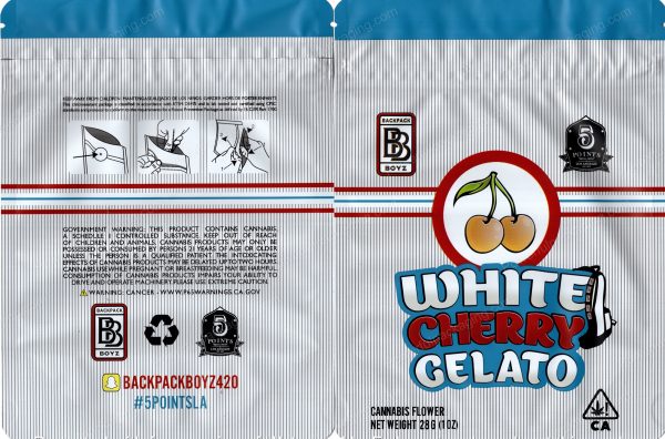 Ounce Bags : (BackPack Boyz : White Cherry Gelato) Mylar 28g Bag *Empty Bag* (CaSupply)