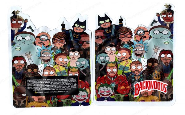BACKWOODS Rick and Morty (Superheroes) 3D Mylar Shaped Bag 3.5g Flower Packaging *Empty Bags* (CaSupply)