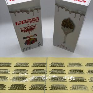 PACKWOODS (The Marathon : Gummies) Glass Tube, Magnetic Box, Stickers, Wax and Tip/ Mouthpiece *Empty Packaging*