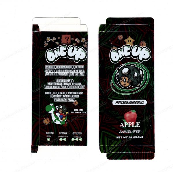 ONEUP Psilocybin Apple Mushroom Bar 3.5g (5/10 Pack Box Set) (2.5x5.5in) *Empty Box* (CaSupply)