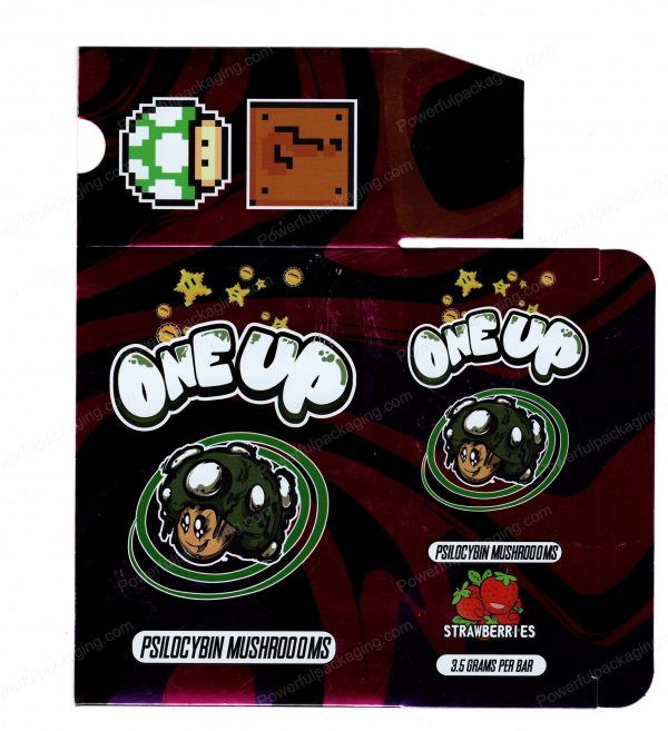 ONEUP Psilocybin Strawberries Mushroom Bar 3.5g (5/10 Pack Box Set) (2.5x5.5in) *Empty Box* (CaSupply) - Image 3