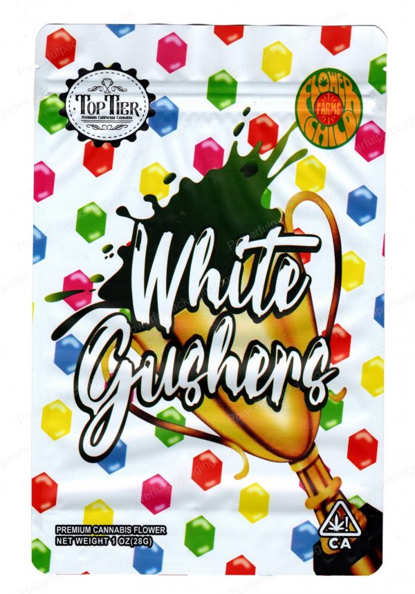 Ounce Bags : (TopTier : White Gushers) Mylar 28g Bag *Empty Bag* (CaSupply)