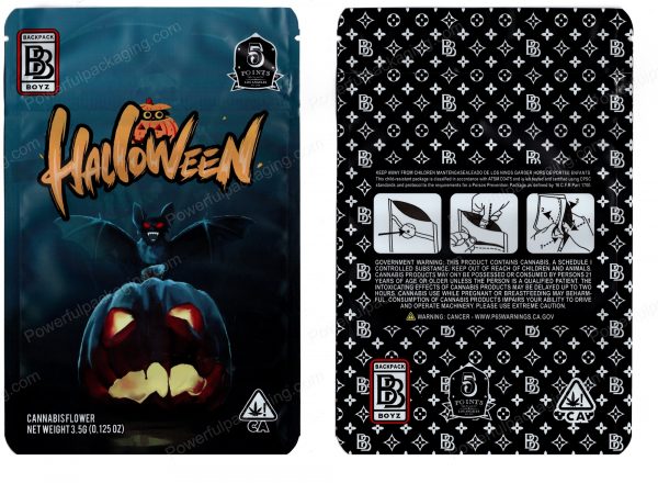 BACKPACK BOYZ : Halloween Pumpkin Packaging 3.5 Mylar Bag *Empty Bags*