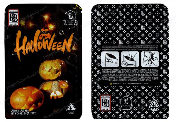 BACKPACK BOYZ : Halloween Pumpkins Packaging 3.5 Mylar Bag *Empty Bags*