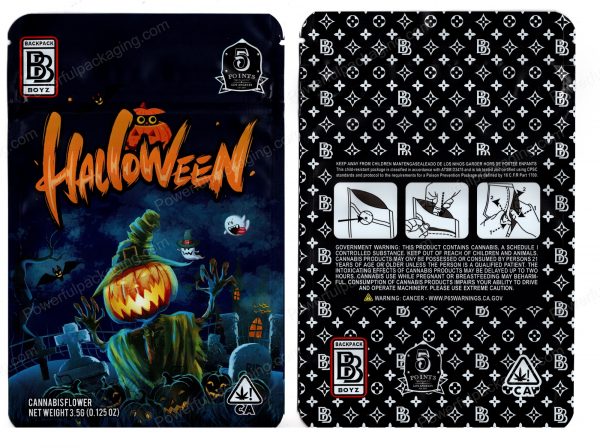BACKPACK BOYZ : Halloween Jack-o-lantern Packaging 3.5 Mylar Bag *Empty Bags*