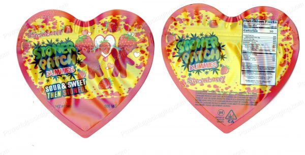 Stoney Stoner Patch Strawberry Dummies 3D Heart Shaped Mylar Packaging *Empty Bags* (CaSupply)