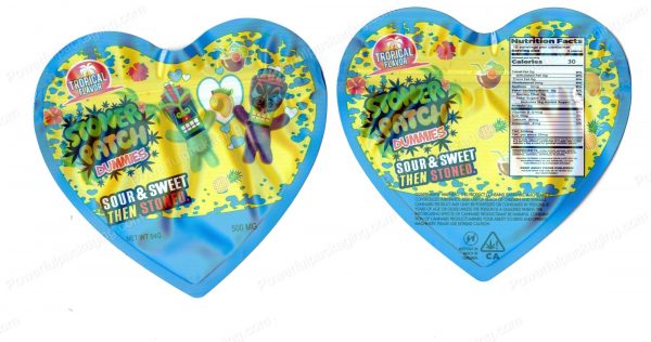 Stoney Stoner Patch Tropical Dummies 3D Heart Shaped Mylar Packaging *Empty Bags* (CaSupply)