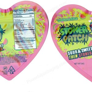 Stoney Stoner Patch Watermelon Dummies 3D Heart Shaped Mylar Packaging *Empty Bags* (CaSupply)