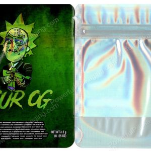 Rick & Morty Sour OG Holographic Generic Flower Packaging 3.5 Mylar Window Bag *Empty Bags*