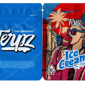 The Original Terpz Ice Cream on Rodeo Flower Packaging 3.5 Holographic Mylar Bag *Empty Bags*