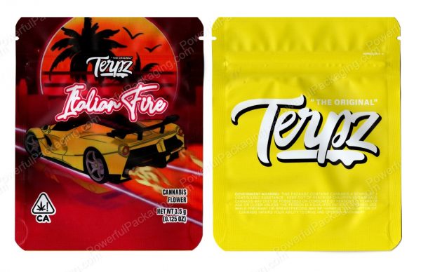 The Original Terpz Italian Fire Flower Packaging 3.5 Holographic Mylar Bag *Empty Bags*