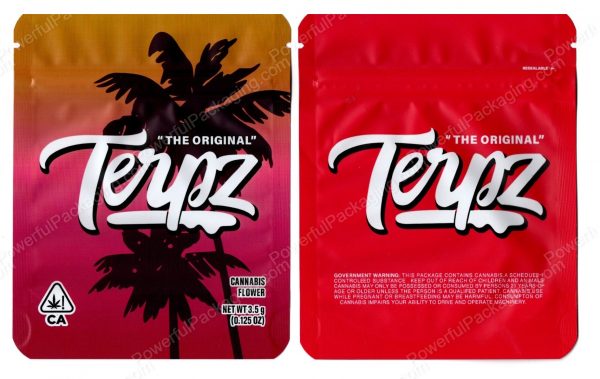 The Original Terpz Palm Trees Flower Packaging 3.5 Holographic Mylar Bag *Empty Bags*