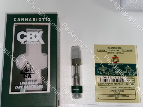 CBX Cannabiotix Live Resin Vape Cartridge Complete Set (Stickers,Cart,Packaging) *Empty Packaging* - Image 4