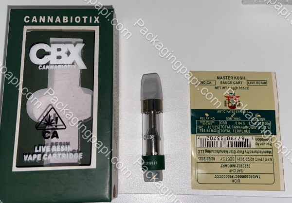 CBX Cannabiotix Live Resin Vape Cartridge Complete Set (Stickers,Cart,Packaging) *Empty Packaging* - Image 5
