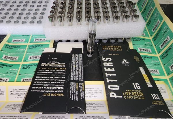 Potters Live Resin Cartridge 1000mg (1Gram) Complete Set (Stickers,Cart,Packaging) *Empty Packaging*
