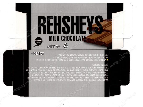 Hershey's Style REHSHEYS Milk Chocolate Bar Box 1000MG (2.25x5.5in) *Empty Box* (CaSupply)