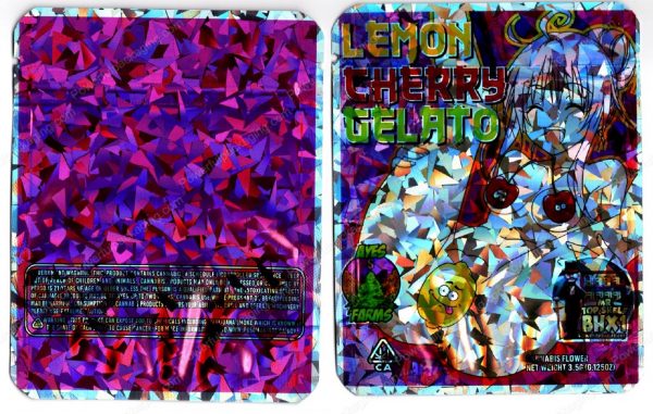 Ayes Farms Lemon Cherry Gelato Holographic Flower Packaging 3.5 Mylar Bag *Empty Bags* (CaSupply) (#RG)