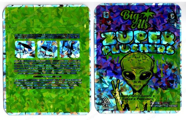 (Backpack Boyz X Big Al's) Zuper Plushers Holographic Flower Packaging 3.5 Mylar Bag *Empty Bags* (CaSupply) (#RB)