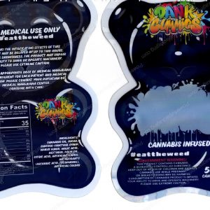 Dank Gummies Cannabis Infused Black Stand Up Bear 500mg Mylar Shaped Edible Packaging *Empty Bags* (#M)