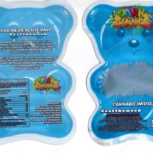 Dank Gummies Cannabis Infused Blue Stand Up Bear 500mg Mylar Shaped Edible Packaging *Empty Bags* (#M)