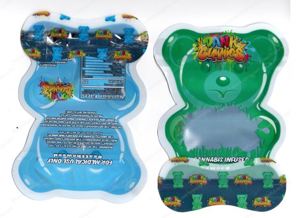 Dank Gummies Cannabis Infused Purple Stand Up Bear 500mg Mylar Shaped Edible Packaging *Empty Bags* (#M) - Image 3
