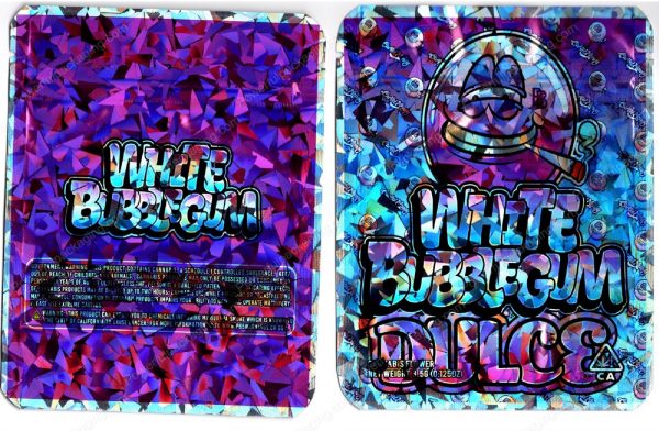 White Bubblegum Dulce Holographic Generic Flower Packaging 3.5 Mylar Bag *Empty Bags* (#RG)