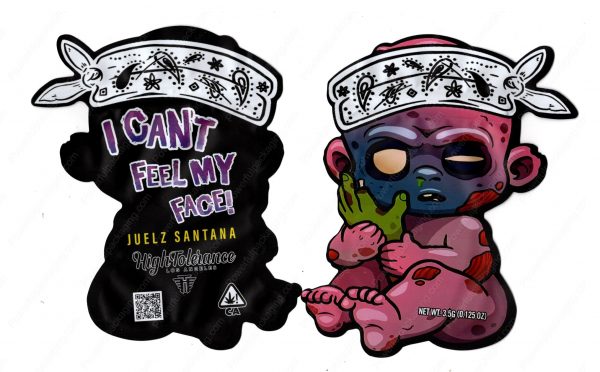 I Can't Feel My Face Baby Zombie By HighTolerance x Juelz Santana 3D Mylar Shaped Bag 3.5g Flower Packaging *Empty Bags* (CAsupply-X1)