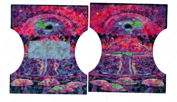 Mushroom Explosive Eye Generic Holographic 3D Mylar Shaped Window Bag 3.5g Packaging *Empty Bags* (CAsupply-X1)