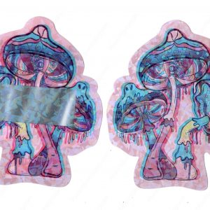 Mushroom Pink Generic Holographic 3D Mylar Shaped Window Bag 3.5g Packaging *Empty Bags* (CAsupply-X1)