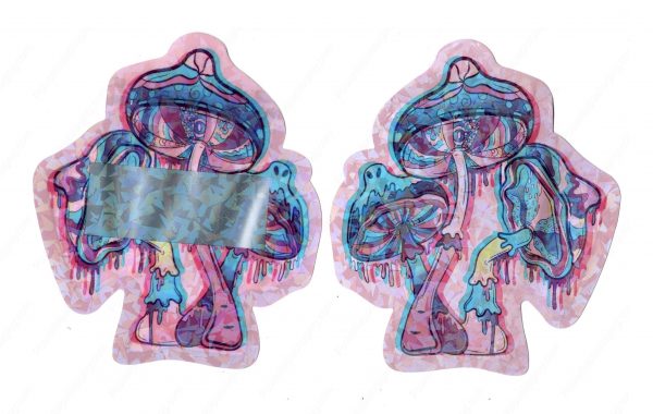 Mushroom Pink Generic Holographic 3D Mylar Shaped Window Bag 3.5g Packaging *Empty Bags* (CAsupply-X1)