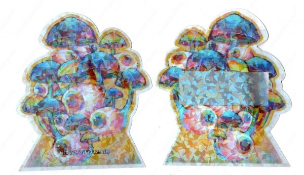 Mushroom Eye-balls Generic Holographic 3D Mylar Shaped Window Bag 3.5g Packaging *Empty Bags* (CAsupply-X1)