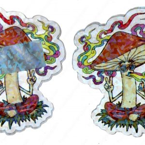 Mushroom Hippie Generic Holographic 3D Mylar Shaped Window Bag 3.5g Packaging *Empty Bags* (CAsupply-X1)