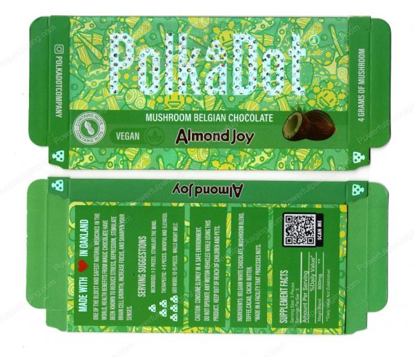 PolkaDot Magic Mushroom Belgain Chocolate : Almond Joy 4g 10-Pack with Master Case (5x2.5in) *Empty Box* (CaSupply)