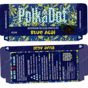 PolkaDot Magic Mushroom Belgain Chocolate : Blue Acai Vegan 4g 10-Pack with Master Case (5x2.5in) *Empty Box* (CaSupply)
