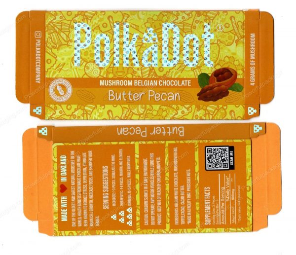 PolkaDot Magic Mushroom Belgain Chocolate : Butter Pecan 4g 10-Pack with Master Case (5x2.5in) *Empty Box* (CaSupply)