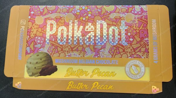 Large PolkaDot Magic Mushroom Belgain Chocolate : Butter Pecan 4g 10-Pack with Master Case and Sleeve (5.5x3.5in) *Empty Box* (CaSupply) - Image 2