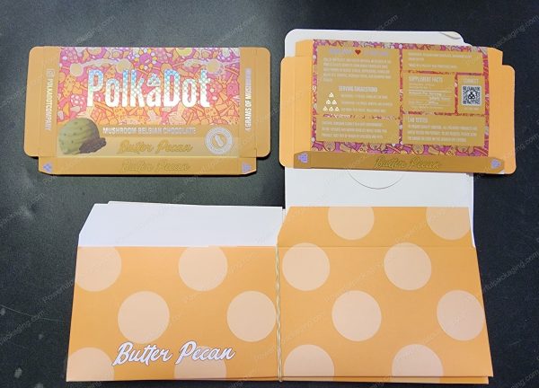 Large PolkaDot Magic Mushroom Belgain Chocolate : Butter Pecan 4g 10-Pack with Master Case and Sleeve (5.5x3.5in) *Empty Box* (CaSupply)
