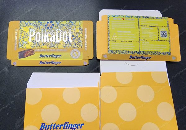 Large PolkaDot Magic Mushroom Belgain Chocolate : Butterfinger 4g 10-Pack with Master Case and Sleeve (5.5x3.5in) *Empty Box* (CaSupply)