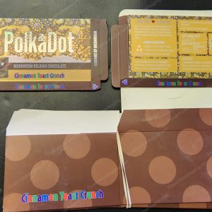 Large PolkaDot Magic Mushroom Belgain Chocolate : Cinnamon Toast Crunch 4g 10-Pack with Master Case and Sleeve (5.5x3.5in) *Empty Box* (CaSupply)